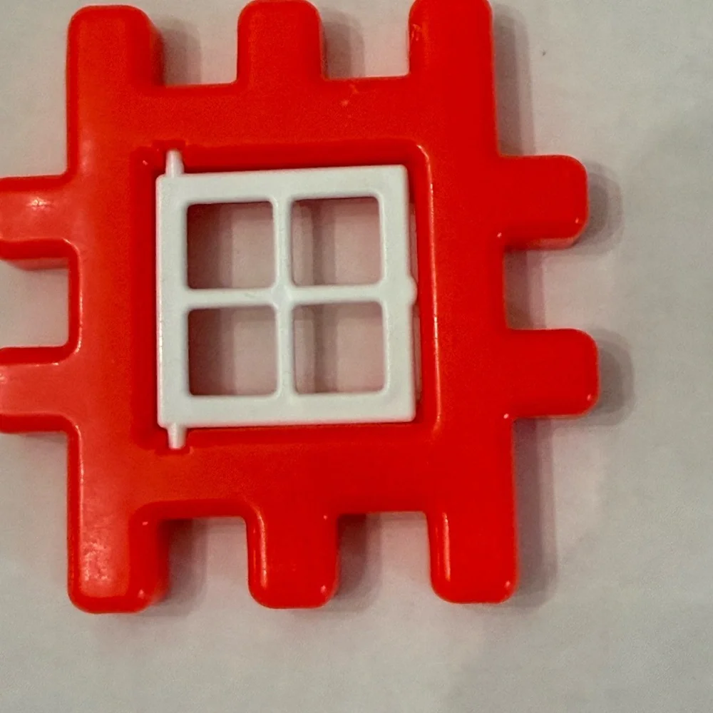 VTG Little Tikes Waffle Blocks 5 Piece Lot‎ 4 Windows 1 Door Red & Blue 4 Inches